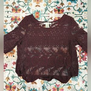 Say What? Maroon Lace Top